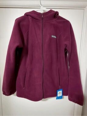 Columbia Women's Burgundy Hooded Full-Zip Teddy Fleece Jacket
